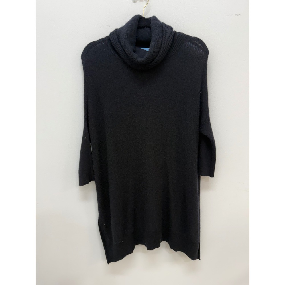 Antonio Melani Cashmere Turtleneck Sweater Dress XS Black 3/4 Sleeve